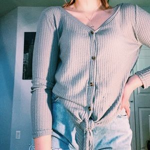 Gray button down long sleeve